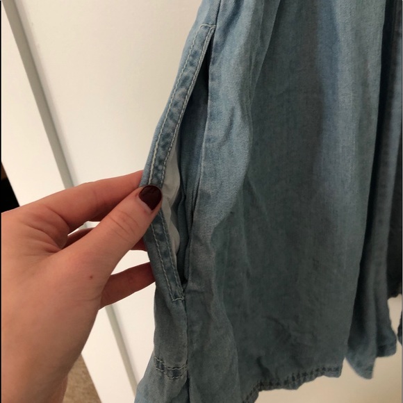 UO Anita Button Wrap Chambray Romper - Picture 7 of 7